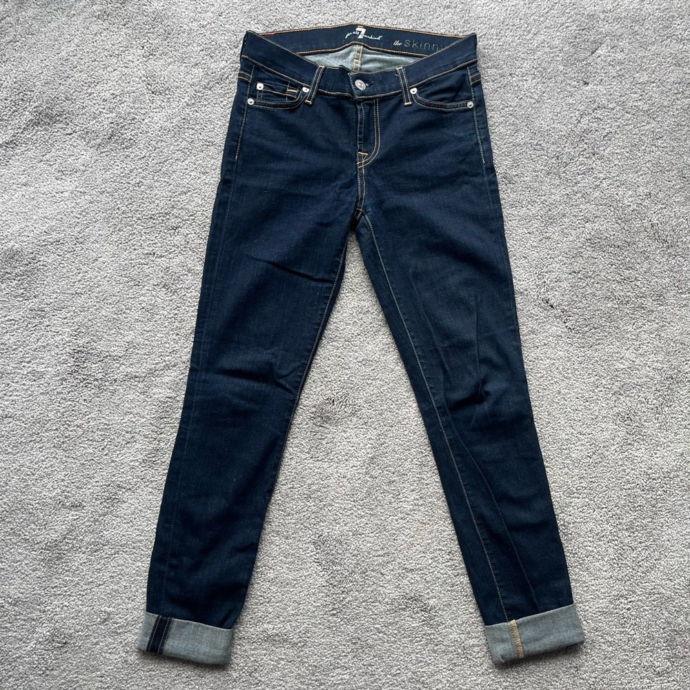 7 For All Mankind Blue Skinny Jeans